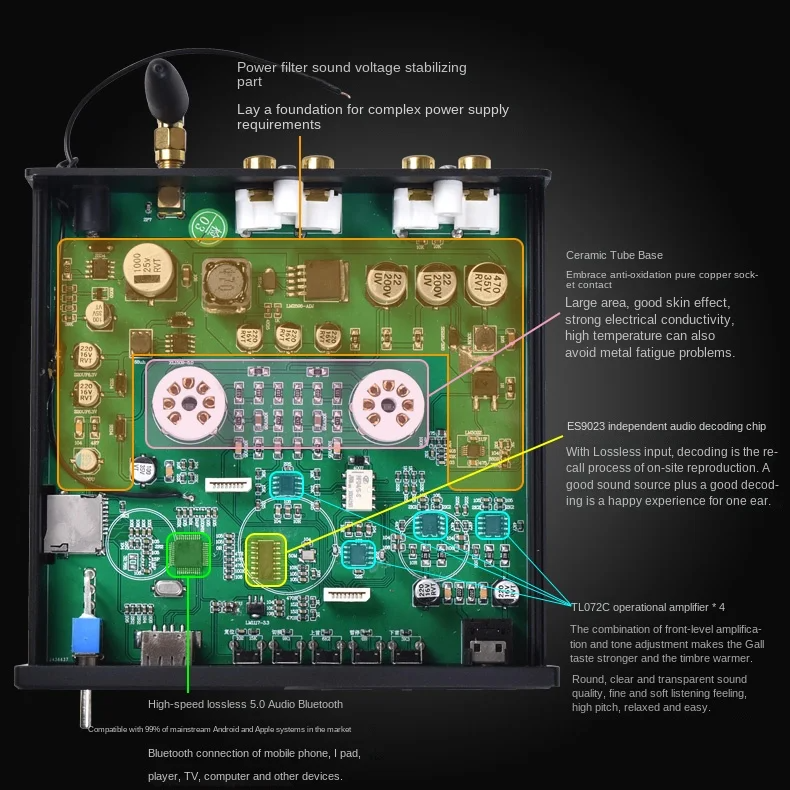 BRZHIFI VOL-65U BT5.0 Electronic Vacuum Tube Preamplifier – BrzHifi