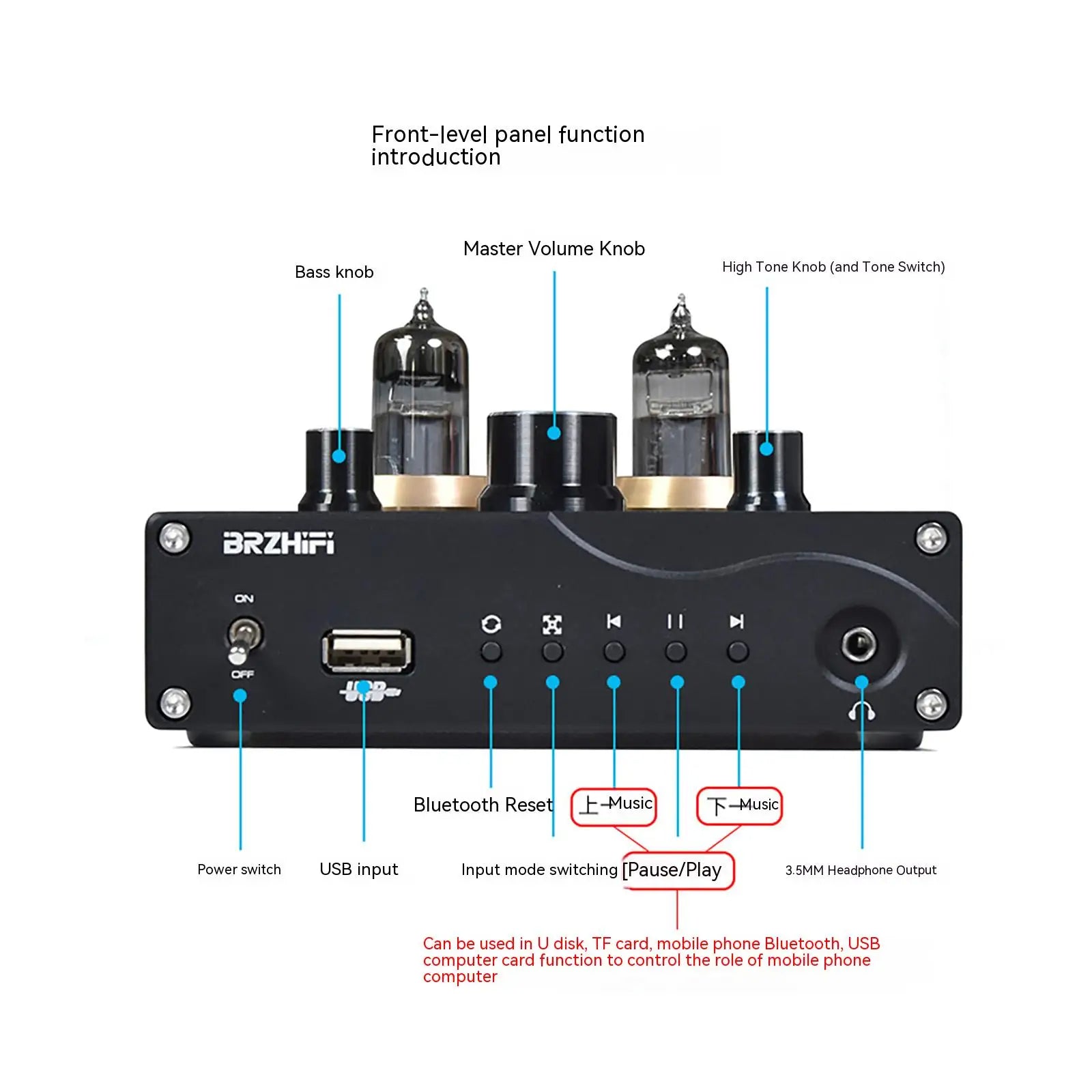 BRZHIFI VOL-65U BT5.0 Electronic Vacuum Tube Preamplifier – BrzHifi